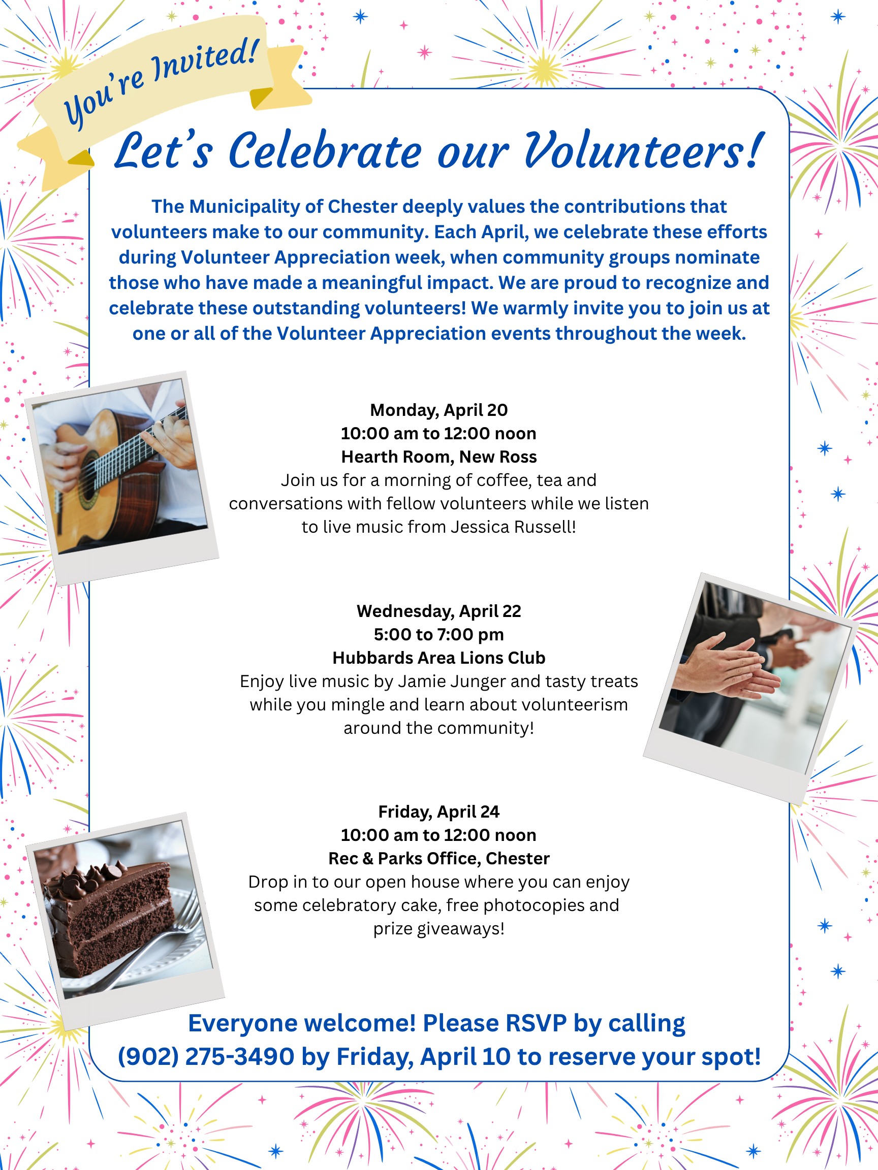 Everyone welcome! Please RSVP by calling (902) 275-3490 by Friday, April 10 to reserve your spot!