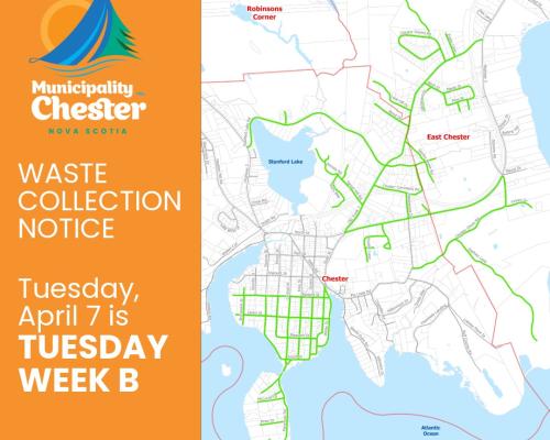 Map of collection route for Tuesday Week B