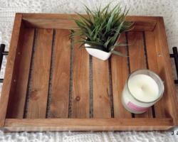 Walnut stained serving tray